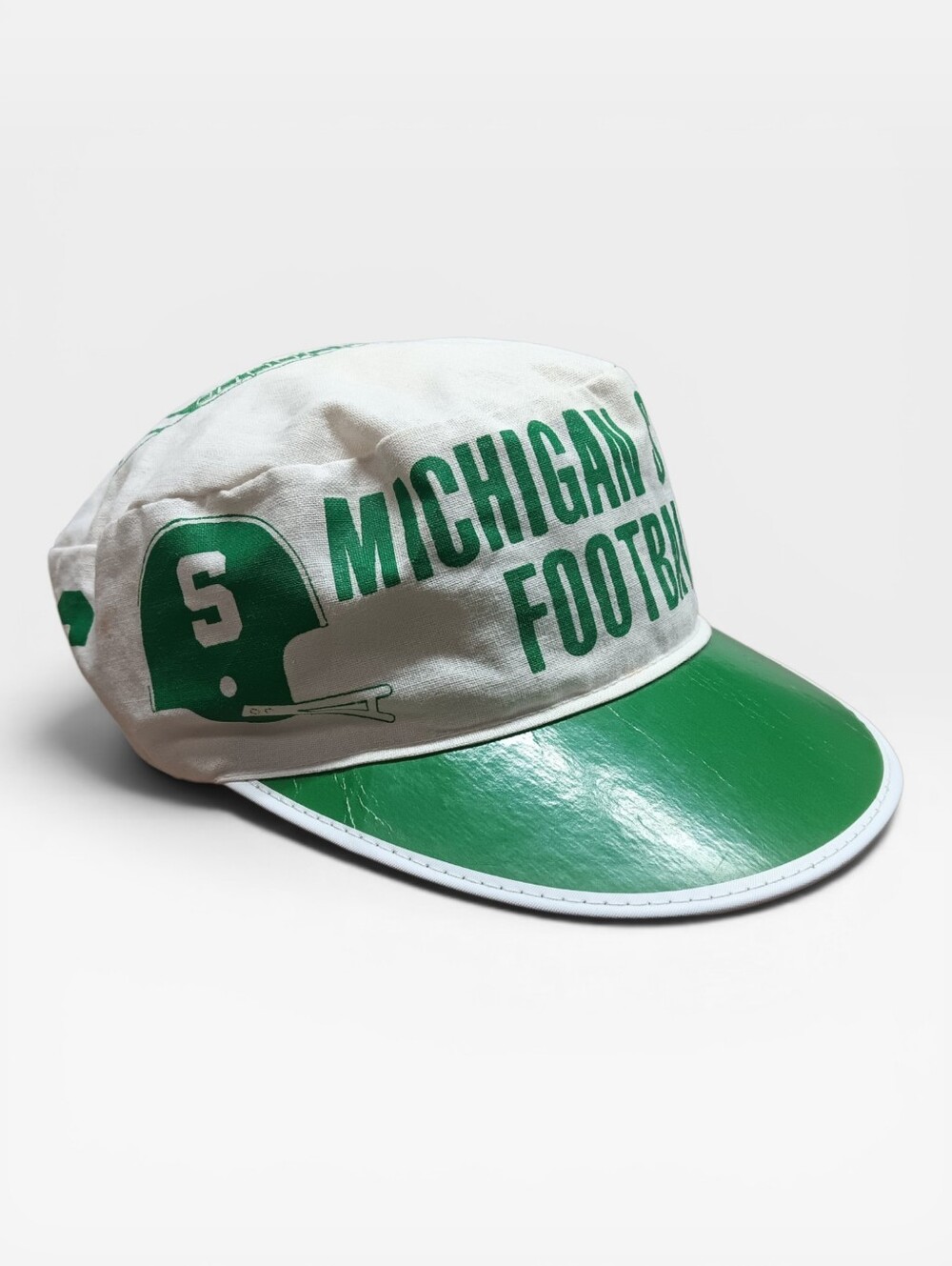 80s Michigan State Football Vintage Green and White Painters Cap
